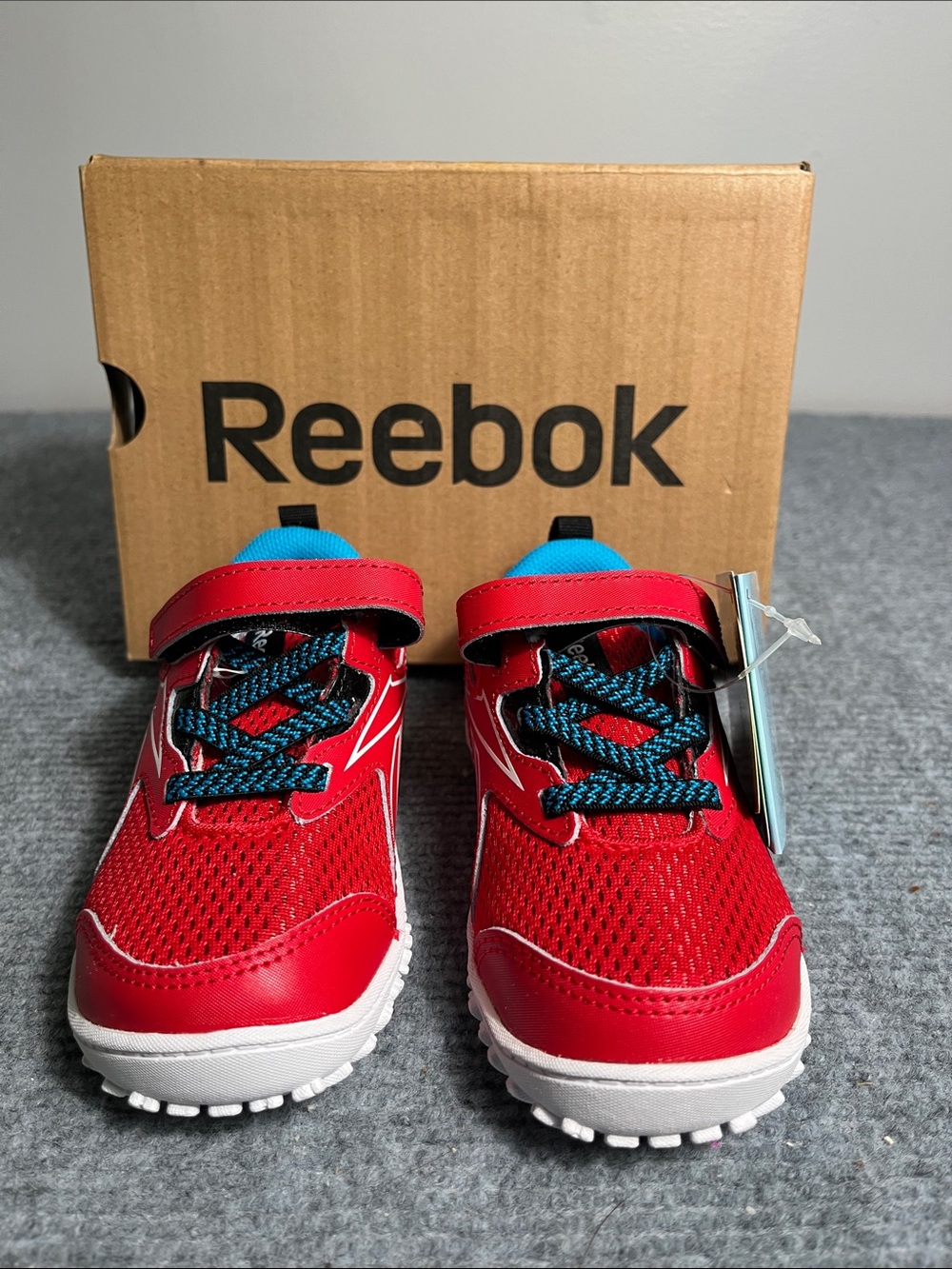 Reebok Kids Red Sneakers with Blue Accents